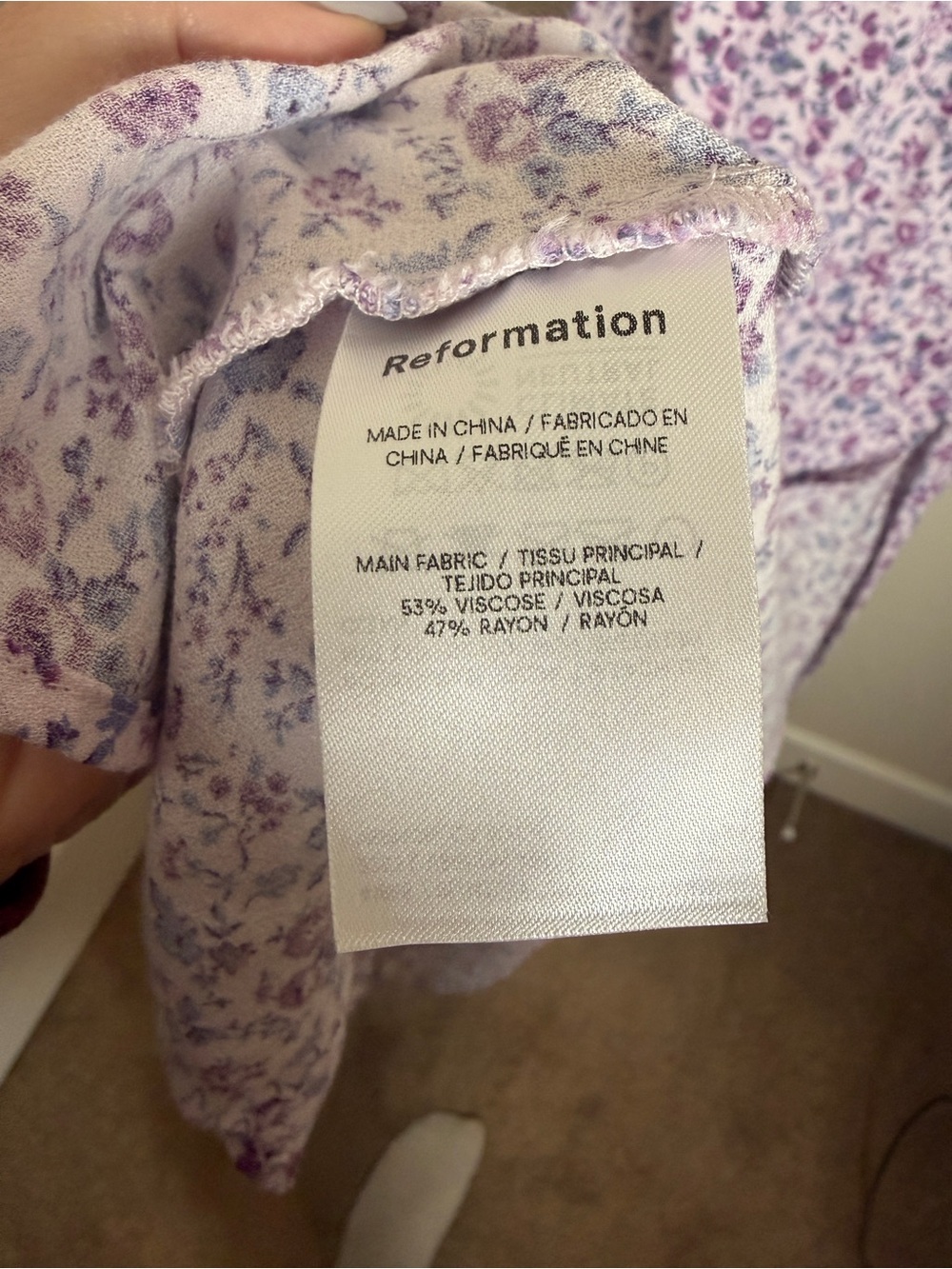Reformation Crimini Midi Dress Purple Ditsy Floral Print and Side Slit Size 6 - Picture 6 of 10
